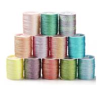 CABODYALS 12 Colors 0.5mm Polyester Thread Set Kumihimo Cords Nylon Beading 6 Ply Chinese Knotting Macrame Wind Chime Strings for Jewelry Making Sewing Stitching Diy Bracelet Necklace Supply