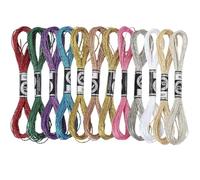 CABODYALS 12 Skeins 12 Colors Metallic Embroidery Floss Cross Stitch Thread Glitter Colorful Needlework String Polyester Skein Threads for Sewing Making Friendship Bracelets Handmade Decor Diy Craft