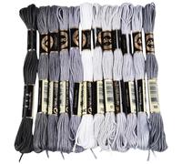 CABODYALS 12 Skeins 6 Strands 105 Yards Grey Gradient Embroidery Floss Friendship Bracelet String Variegated Needlepoint Thread Cross Stitch Yarn for Sewing Bracelets Knitting Stitching Crafts Diy