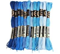 CABODYALS 12 Skeins 6 Strands Blue Cross Stitch Thread Variegated Gradient Embroidery Floss Polyester Friendship Bracelet Yarn String Threads for Hand Sewing Bracelets Making Needlecraft Crochet
