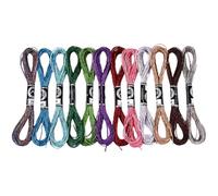 CABODYALS 12 Skeins 6 Strands Metallic Embroidery Floss Glitter Cross Stitch Thread Colourful Friendship Bracelet String Yarn Sparkly Polyester Threads Bulk for Hand Sewing Crafts Bracelets Making Diy