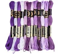 CABODYALS 12 Skeins 6 Strands Purple Embroidery Floss Gradient Friendship Bracelet String Variegated Cross Stitch Thread Yarn Polyester Threads for Hand Sewing Bracelets Jewellery Diy Crafts Knitting