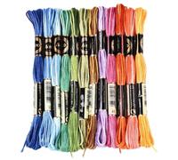 CABODYALS 12 Skeins 6 Strands Rainbow Color Embroidery Thread Colorful Variegated Friendship Bracelet String Polyester Gradient Cross Stitch Floss Yarn Threads for Hand Sewing Bracelets Craft Diy