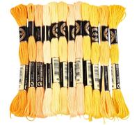 CABODYALS 12 Skeins 6 Strands Yellow Embroidery Floss Bulk Polyester Cross Stitch Thread Variegated Gradient Friendship Bracelet Yarn String for Hand Sewing Jewellery Diy Crafts Bracelets Stitching