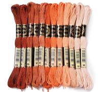 CABODYALS 12 Skeins 96.01M 6 Ply Variegated Embroidery Floss Orange Gradient Crewel Friendship Bracelet String Bulk Cross Stitch Floss Yarn Thread for Jewelry Making Hand Sewing Stitching Craft Diy