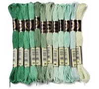 CABODYALS 12 Skeins 96.01M 6 Ply Variegated Embroidery Thread Floss Green Gradient Crewel Friendship Bracelet String Cross Stitch Floss Yarn Thread Bulk for Hand Sewing Jewelry Needlecraft Knitting