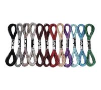 CABODYALS 12 Skeins 96.01M Metallic Glitter Variegated Embroidery Thread s 6 Ply Strings Sparkly Friendship Bracelet String Colorful Cross Stitch Threads for Sewing Making Bracelets Crafts