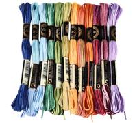 CABODYALS 12 Skeins 96M Colorful Cross Stitch Floss Embroidery Threads Polyester Friendship Yarn Rainbow 6 Ply Embroidered String for Sewing Making Bracelets Clothes Stitching Decor Craft Diy