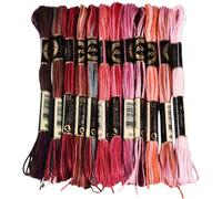 CABODYALS 12 Skeins 96M Embroidery Thread Variegated Cross Stitch Floss Bulk 6 Ply Polyester Yarn Colorful Red Friendship Bracelet String for Sewing Making Needlecraft Knitting Clothes Stitching