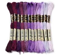 CABODYALS 12 Skeins 96M Gradient Purple Polyester Embroidery Floss Cross Stitch Threads Colorful Friendship Bracelets Craft Needlepoint Yarn for Sewing Making Diy Birthday Wedding Stitching