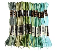 CABODYALS 12 Skeins 96M Green Embroidery Thread Variegated Cross Stitch Floss Bulk 6 Ply Polyester Yarn Colorful Friendship Bracelet String for Sewing Making Needlecraft Knitting Stitching Diy Craft