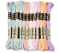 CABODYALS 12 Skeins 96M Variegated Embroidery Thread Embroidery Floss 6 Strands Macaron Friendship Bracelet String Cross Stitch Threads for Jewelry Making Bracelet Knitting Stitching Diy Supply