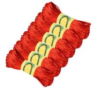 CABODYALS 120M 6 Bundles 2MM Red String Rattail Smooth Satin Silk Trim Cord Soild Polyester Kumihimo Round Korean Thread Bulk for Sewing Making Jewellery Bracelet Beading Crafts Necklace Diy Supply