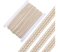 CABODYALS 12M Light Gold Woven Trim Upholstery Braid Ribbon By The Yard Wave Lace Edge Fabric Embroidery Vintage Polyester Trimming for Sewing Making Gift Wrapping Craft Home Clothes Decor