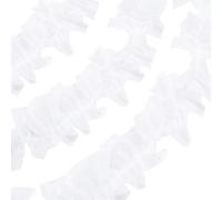 CABODYALS 137MM 2M White Organza Ruffle Trim Vintage Faux Pearl Gathered Lace Trimming Transparent Pleated Applique Tulle Fabric Ribbons Bulk for Sewing Making Crafts Wedding Dress Home Decor Bouquets