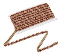 CABODYALS 13M 14mm Dark Red Braid Ribbon Gold Trim Vintage Gimp Sparkle Wavy Edging Webbing Fabric Polyester Ribbons for Sewing Making Clothing Accessories Curtain Sofa Decor Diy Craft
