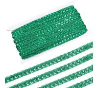 CABODYALS 13M Green Sequin Braid Lace Ribbon Sparkle Sequins Trimming Flat Round Paillette Glitter Woven Strip Single Face Centipede Trims for Sewing Making Clothing Accessories Home Decoration Diy