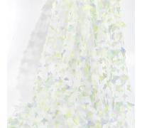 CABODYALS 145CM 3D Butterfly Lace Fabric Embroidery Mesh Netting Green Gradient Applique Floral Gauze Polyester Embroidered Tulle Cloth for Sewing Making Clothing Wedding Dress Veil Decor Diy Craft