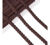CABODYALS 15.24M 13MM Coffee Brown Imitation Leather Upholstery Braid Trim Ribbon Flat Braid Lace Ribbons Strap Trims Gimp Cord Woven Edge Trimmings for Sewing Making Home Decor Craft Supply