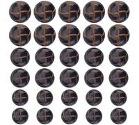 CABODYALS 15.5MM 17.5MM 20MM 3 Styles 90PCS Chocolate Brown Imitation Leather Covered Shank Buttons Mushroom Shaped Football Pattern Plastic Button for Sewing Making Cloth Decoration Diy Craft