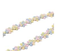 CABODYALS 15 Yards 14mm Embroidery Flower Ribbon Colorful Daisy Lace Trim Crochet Floral Edge Fabric Trimming Polyester Applique Ribbons for Sewing Making Crafts Wedding Dresses Home Decor Clothes Diy