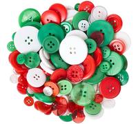 CABODYALS 150G 1 Inch Green Red White 4 Holes Assorted Sizes Round Resin Buttons Bulk Flat Vintage Flatback Small Retro Decorative Replacement Buttons for Sewing Making Crafts Clothes Decors