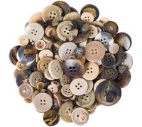 CABODYALS 150G Brown 4 Hole Assorted Sizes Round Resin Buttons Goth Retro Bulk Flat Vintage Flatback Replacement Small Plastic Decorative Buttons for Sewing Making Crafts Clothes Decoration
