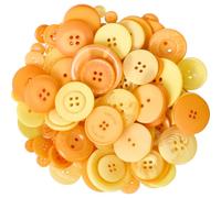CABODYALS 150G Yellow Orange Resin Button Assorted Mixed Colours Sizes Round Shaped Snaps 2 and 4 Hole Replacement Flatback Buttons Bulk for Sewing Making Clothing Accessories Decoration Diy Craft