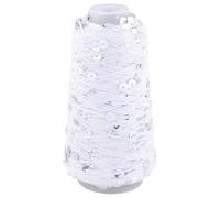 CABODYALS 150M White Sequin Woven Thread Shimmering Crochet Cotton Strings Spool Weaving Yarn with Sequins Sparkling Metallic Shinny String for Knitting Blanket Cloth Sweater Diy Craft Supply