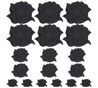 CABODYALS 15PCS 3 Styles Black Rose Applique Embroidered Flower Shaped Floral Appliques Sew on Cloth Repair Decorative Patches for Sewing Making Jacket Dresses Jeans Sweater Hats Shoes Bags Accessory