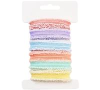 CABODYALS 16.46M 12mm Pastel Rainbow Ribbon Wired Pleated Polyester Ribbon Trim Colorful Wavy Edge Mesh Fabric Ribbons Set for Sewing Making Crafts Dresses Gift Wrapping Diy Home Decor Supply