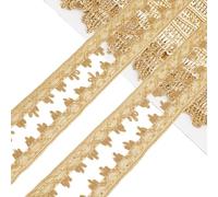 CABODYALS 16.46M 25mm Metallic Gold Lace Trim Glitter Gimp Fringe Braid Lace Trimming Vintage Flower Pattern Woven Braided Edging Ribbon for Jewelry Making Sewing Upholstery Costume Crafts Supply