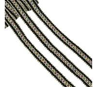 CABODYALS 16.46M Black Braid Trim Glitter Gold Wave Lace Edging Upholstery Vintage Gimp Trimming Embroidered Polyester Woven Ribbons for Sewing Making Clothing Accessories Home Decor Diy Crafts