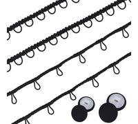 CABODYALS 16.46M Black Nylon Gimp Braid Cord Elastic Button Loops Buttonhole Lace Trim Upholstery Trimmimg Plastic Cotton Buttons for Sewing Making Costume Wedding Bridal Home Decor Craft