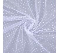 CABODYALS 160CM 91CM White Polka Dot Sheer Mesh Fabric Vintage Breathable Tulle Netting By The Metre Polyester Gauze Cloth for Sewing Making Home Wedding Bouquet Decor Clothing Accessories Diy Craft