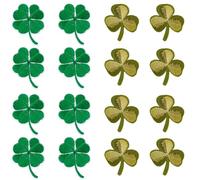 CABODYALS 16Pcs 2 Styles Leaf Clover Patches Iron On Saint Patrick's Day Embroidery Green Appliques Cloth Shamrock Patch for Clothes Garment Sewing Hats Backpacks Decoration Diy Craft