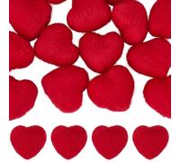 CABODYALS 16Pcs Red Felted Heart Shape Wool Beads Pom Poms Balls Needle Felting Garland 3D Small Felt Fabric Hearts Ornaments for Valentines Day Banner Wedding Party Home Decor Handmade DIY Craft