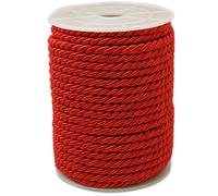 CABODYALS 17.3M 5mm Red Braided Cord Decorative Rope Twine Rope 3 Ply Nylon Silk Honer Xmas Thread String Satin Cord Trim for Handfasting Crafts Upholstery Curtain Graduation Home Decor Diy
