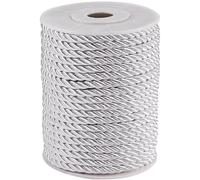 CABODYALS 17.3M 5mm Silver Silk Braided Rope Cord Nylon Twine Cord Decorative 3 Ply Silk Honer Trim Thread String Satin Cord for Handfasting Craft Upholstery Curtain Graduation Home Decor Diy Supply