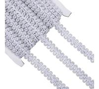 CABODYALS 18.29M 14mm Silver Braid Lace Trim Upholstery Gimp Woven Trimming Glitter Wave Fringe Edging Embroidered Vintage Fabric Twined Ribbon for Sewing Making Diy Craft Clothes Home Decor Gift