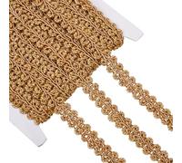 CABODYALS 18.29M 14mm Wheat Braid Gimp Trim Glitter Upholstery Woven Trimming Wave Fringe Lace Edging Fabric Vintage Gold Garland Ribbon for Sewing Making Diy Craft Clothes Curtain Decor Gift Wrapping