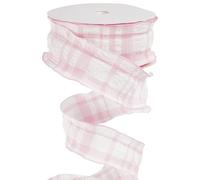 CABODYALS 18.29M 38mm Pink and White Plaid Ribbon Minimalist Pleated Gingham Checkered Decorative Polyester Thin Picnic Fabric Ribbons for Gifts Wrapping Easter Birthday Decor Diy Crafts Supplies