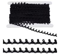 CABODYALS 18.29M 7mm Black Elastic Lace Trim Ribbons Nylon Stretch Braid Trimming Buttonhole Cord Elasticity Button Loops Gimp Ribbon for Sewing Making Bridal Dress Decor Diy Craft Supply