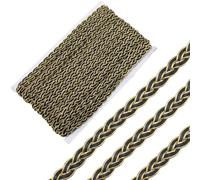 CABODYALS 18.29M Black Braid Lace Trim Glitter Gold Wave Edging Wheat Shape Twined Ribbons Woven Gimp Webbing Vintage Polyester Trimming for Sewing Making Clothing Accessories Decor Home Curtain Diy