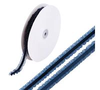 CABODYALS 18.29M Navy Blue Double Ruffle Lace Trim Vintage Stretch Organza Ribbon Elastic Edging Tulle Pleated Velvet Ribbons for Sewing Making Dresses Headwear Home Decor Gift Wrapping DIY Craft