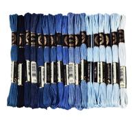 CABODYALS 18 Skeins 144.02M Blue Embroidery String s Thread Cross Stitch Friendship Bracelet Craft Polyester Threads 6 Ply Variegated Strings for Sewing Making Needlecraft Knitting Supply