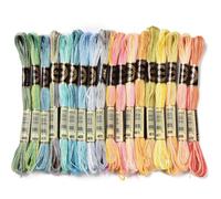 CABODYALS 18 Skeins 144M Rainbow Color Cross Stitch Floss Embroidery String 6 Strands Colorful Polyester Friendship Bracelet Needlepoint Yarn Thread for Sewing Bracelet Making Knitting Art Craft