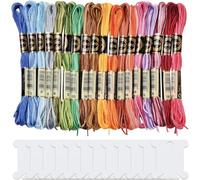 CABODYALS 18 Skeins 6 Strands Colorful Embroidery Floss Threads Rainbow Variegated Gradient Cross Stitch Thread Friendship Bracelets Yarn String with Floss Bobbins for Hand Sewing Crafts Knitting