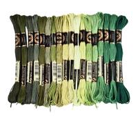 CABODYALS 18 Skeins 6 Strands Green Embroidery Thread Cross Stitch Variegated Gradient Floss Friendship Bracelet String Yarn Polyester Threads for Hand Sewing Needlecraft Jewellery Diy Craft Stitching