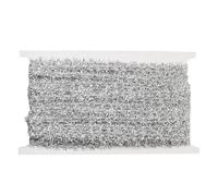 CABODYALS 18M 12MM Silver Christmas Tree Tinsel Garland Mini Thin Metallic Foil Twist Trim Xmas Glitter Fluffy Ribbon Wired for Sewing Making Gift Wrapping DIY Christmas Tree Birthday Party Decor